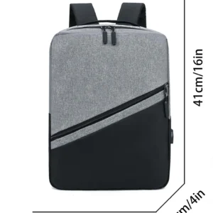 حقيبة ظهر متعددة الاستخدامات بتصميم بلونين ومنفذ شحن، مثالية للكمبيوتر المحمول والسفر والجامعة والمدرسة